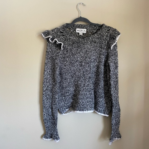 Wildfox Ruffle Trim Distressed Sweater Size S - Picture 4 of 7